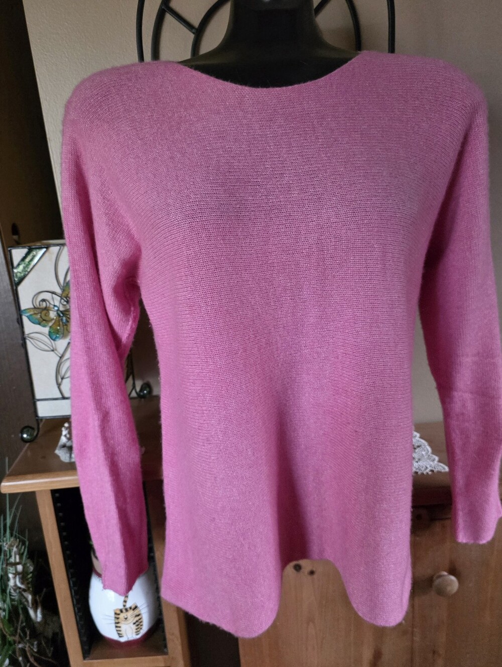 Betta Italy Merino Wool Cashmere Blend Pink Pullover Ribbed Sweater Size M